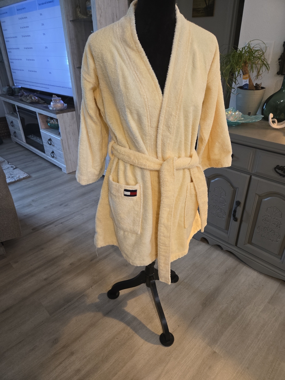 Tommy Hilfiger Vintage Yellow Terry Cloth Robe